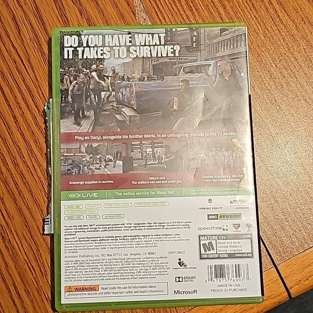 XBOX 360 THE WALKING DEAD Survival Instinct - Used - No Book